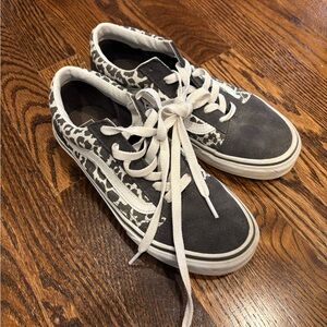 Vans Gray and White Animal Print Pattern Sneakers